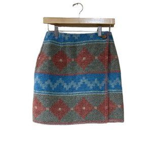 Vintage Express Italy Wool Blend Boho Western Aztec Skirt Women’s Size Small